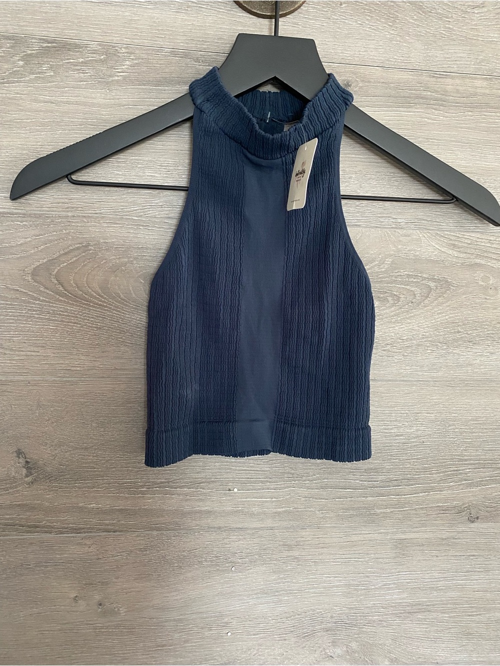 Free People Navy Seamless Mockneck Cami NWT